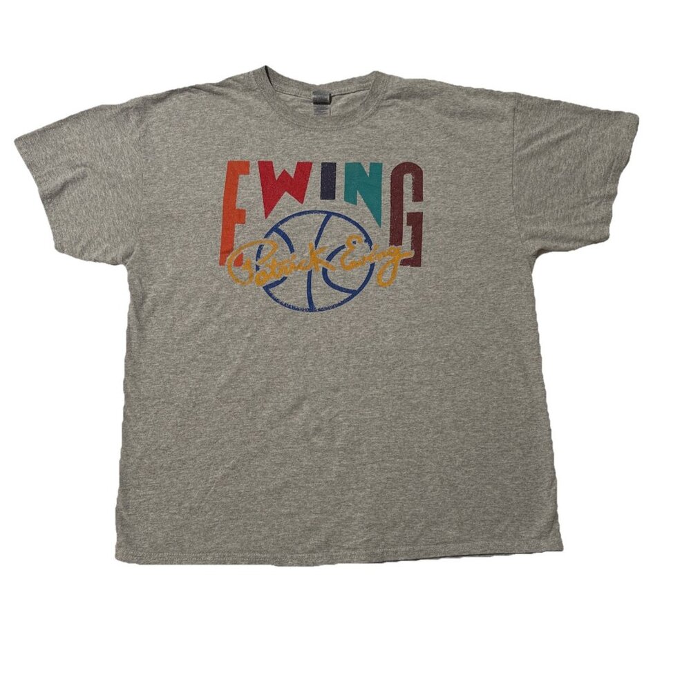PATRICK EWING T SHIRT Gray Retro Tee Adult XL Athletics Basketball #33 90s VTG